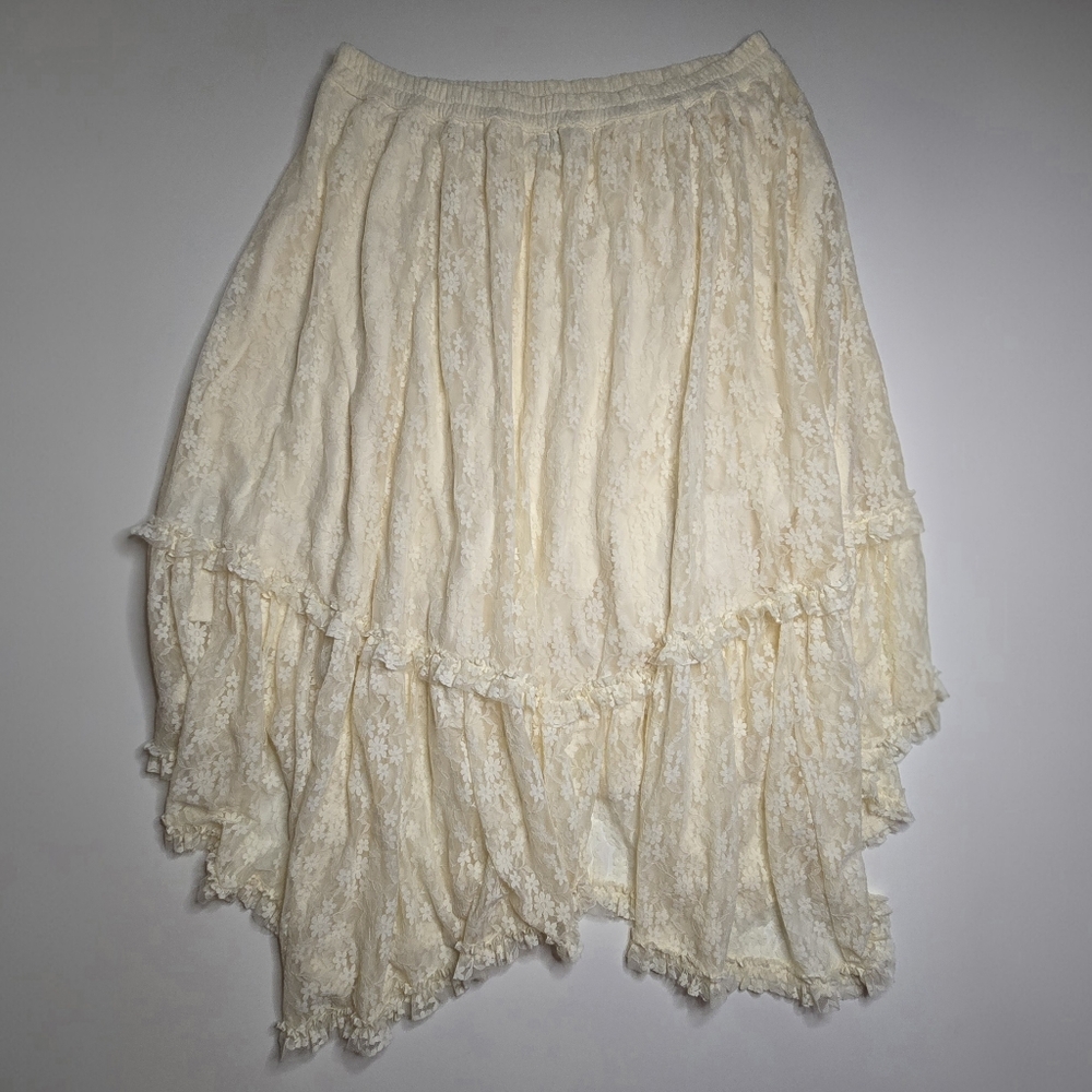 American Eagle Outfitters Cream Lace Midi Skirt - Picture 4 of 12